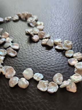 Freshwater Baroque Pearl Necklace With Sterling Clasp - Iridescent White